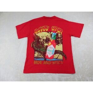 VINTAGE Tabasco Shirt Mens Extra Large Red Hot & Spicy Cotton Single Stitch 90s*